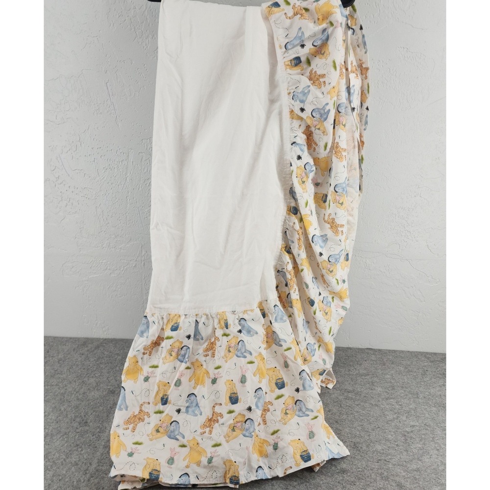 Disney Winnie the Pooh White Ruffled Character Print Bed Skirt Nursery Decor
